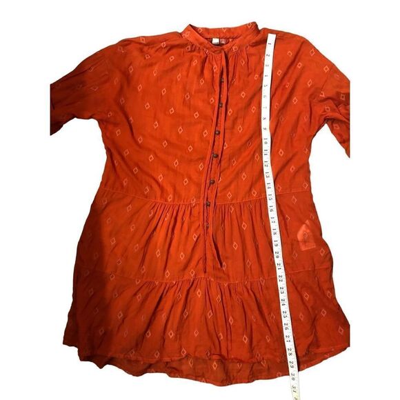 Anthropologie Pilcro harvest orange tiered tunic with metal button accents down - Picture 14 of 16